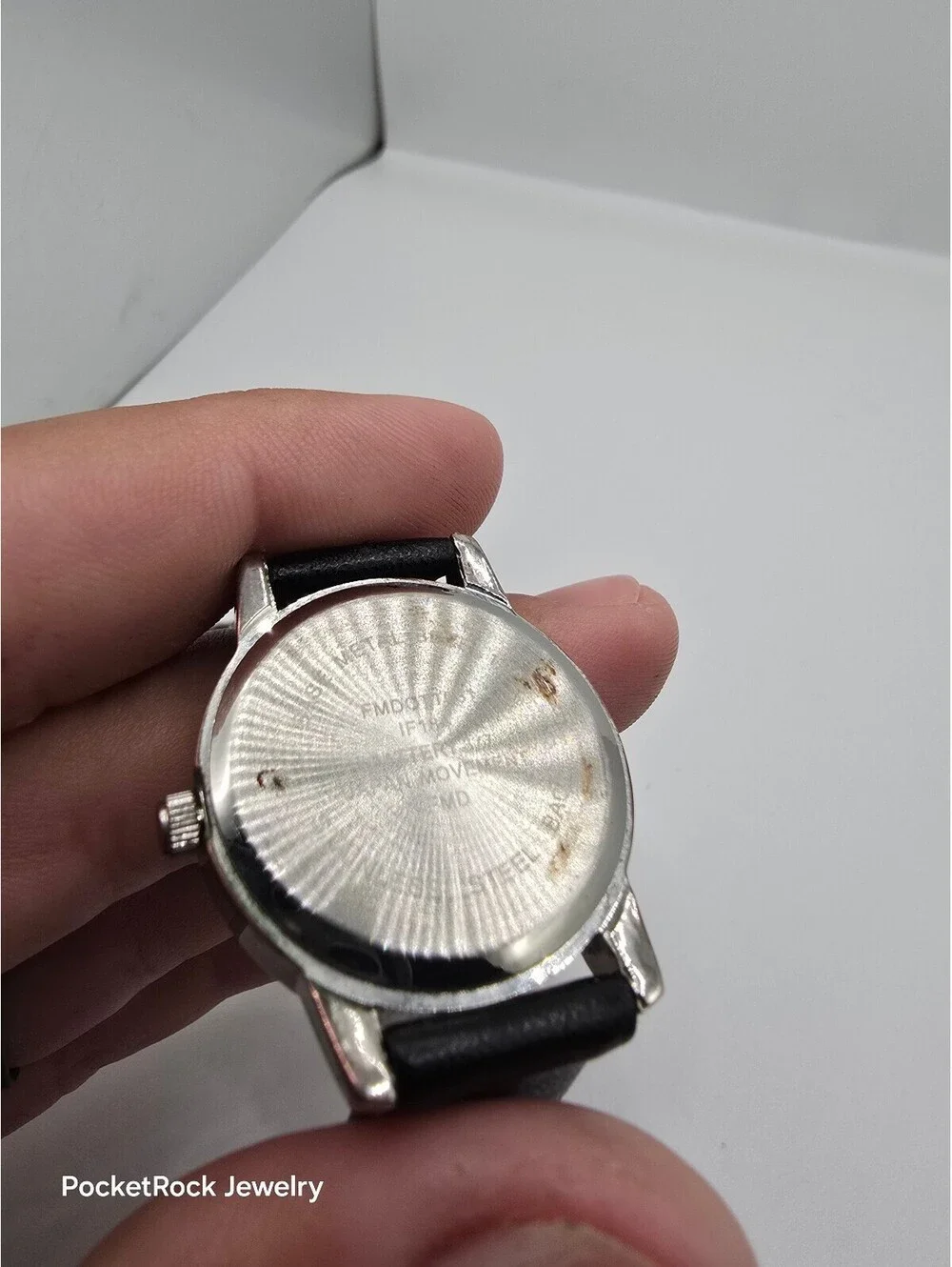 FMD Women’s Quartz Analog Watch White Dial Silver Steel Black Leather Strap